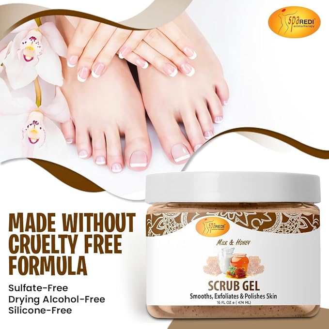 SPA REDI – Exfoliating Scrub Pumice Gel, Milk and Honey, 16 Oz - Image 7