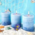 3x4 inch Blue Pillar Candles for Home Scented 3 Pack Lilac Garden Scented by FLAVCHARM