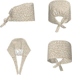 Scrub Cap for Women and Men Boho Black Leaf Pattern Adjustable Breathable - Image 2