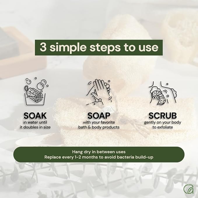 Chill Ah Natural Loofah Sponge Set – 100% Plant-Based, Biodegradable Bath - Image 6