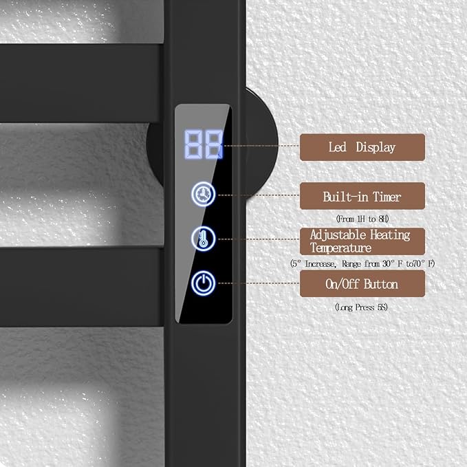 Towel Warmer Black Heated Towel Rack - Image 6