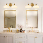 GoYeel Bathroom Light Fixtures Over Mirror, Vintage Gold Double Arm Vanity - Image 2
