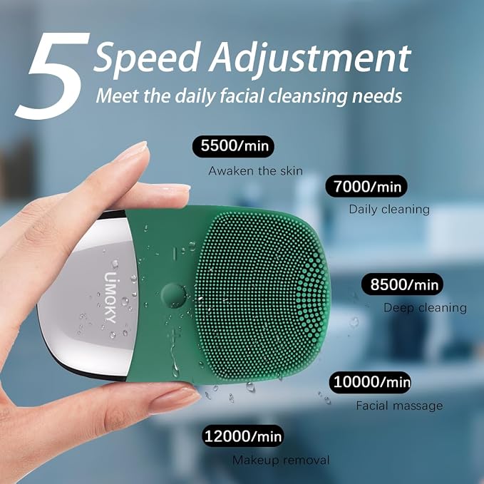 Facial Cleansing Brush, 3-in-1 Electric Silicone Face Scrubber, Vibrating - Image 4