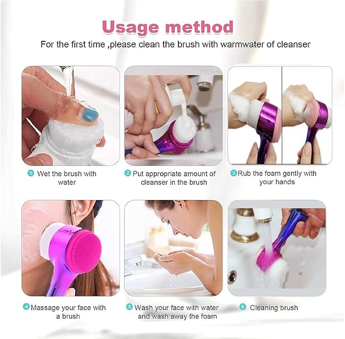 Facial Cleansing Brush 2 in 1Double-Sided Facial Cleaning Brush - Image 3