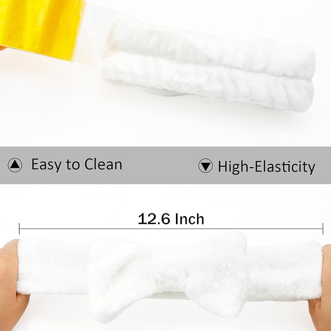 Ondder Spa Headband for Washing Face 8 Pack White Skincare Headbands for Women - Image 5