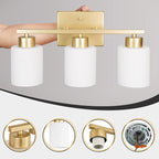FonmYim Gold Bathroom Light Fixtures, 3-Light Modern Vanity Light Over Mirror - Image 8