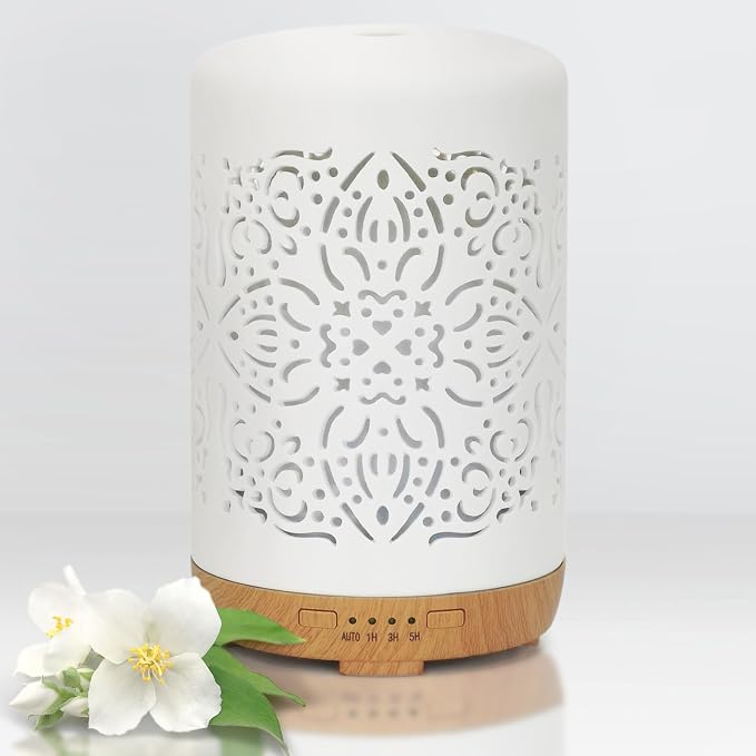 Earnest Living Essential Oil Diffuser White Ceramic Diffuser 250 ml Timers - Image 2