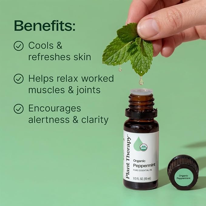 Plant Therapy Organic Peppermint Essential Oil 10 mL, 100% Pure, USDA Certified - Image 2