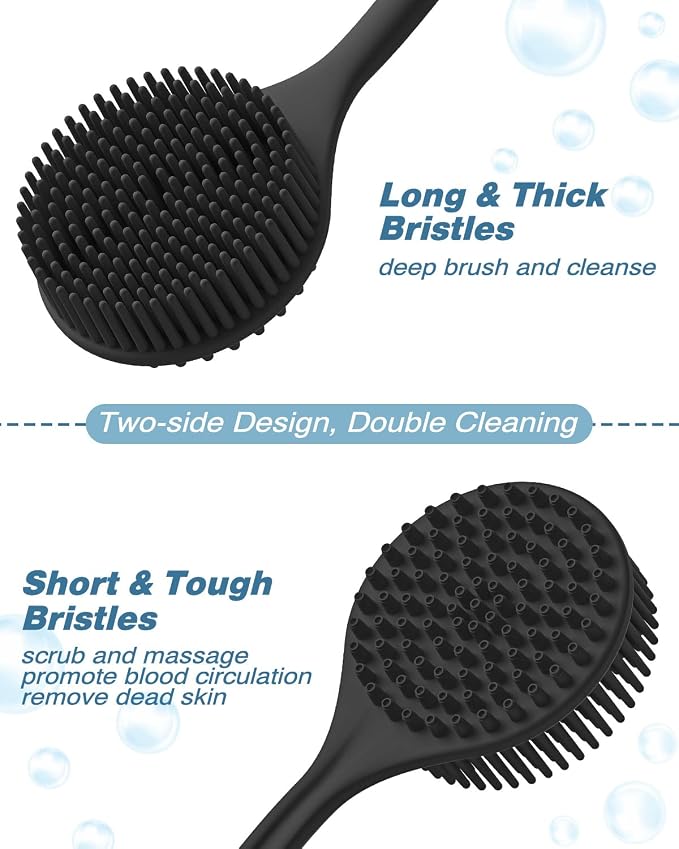 Manmihealth Silicone Back Scrubber & Soft Bath Glove Set 4 PCS, - Image 3