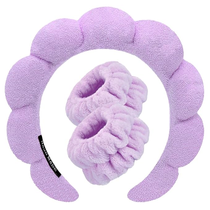 Spa Headbands for Washing Face Wristband Set Sponge Makeup Skincare Headband by Tetizo
