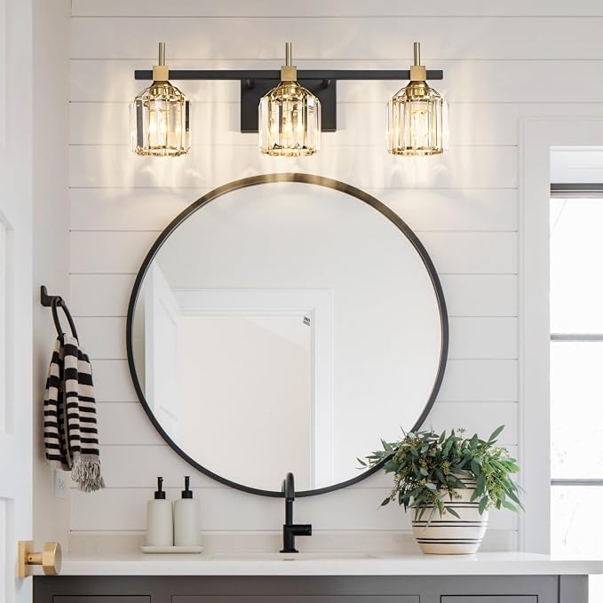 SOLFART Crystal Bathroom Light Fixtures 3 Light Bathroom Vanity Light Over - Image 5