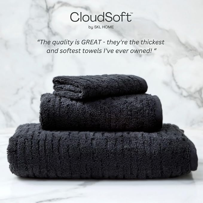 SKL Home CloudSoft 100% Cotton Luxury 6-Piece Towel Set, 600 GSM, Ultra Plush & - Image 6