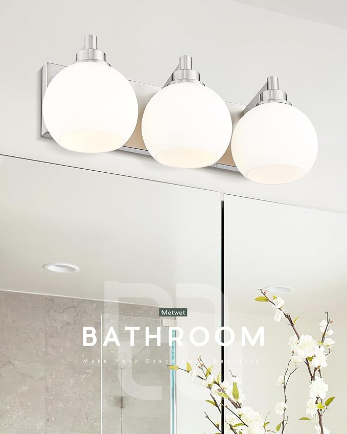 Bathroom Light Fixtures, 3-Light Brushed Nickel Vanity Light, Modern Wall - Image 6