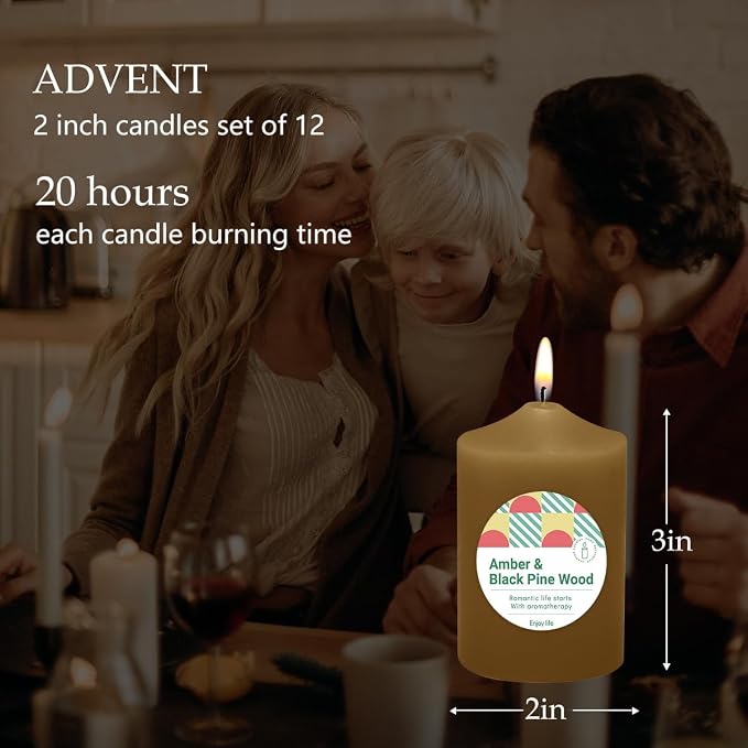 Home Scented Color Pillar Candles Set of12-2x3 inch - Image 7