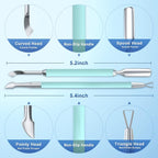 2PCS Metal Teal Cyan Cuticle Pusher and Cutter Remover Salon Stainless Steel - Image 2