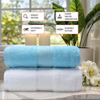 Cotton Bath Towels Set, 2-Piece Set Super Absorbent Quick Drying, Suitable - Image 3