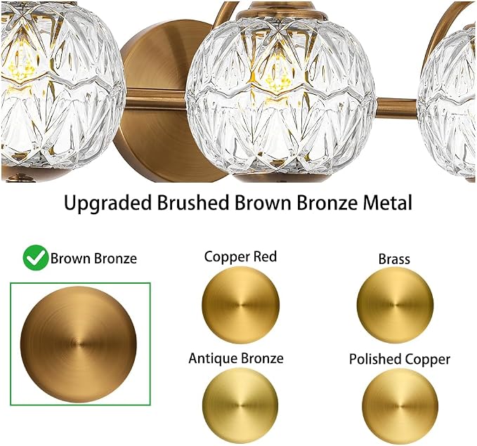 Brushed Antique Brass Bathroom Vanity Light Fixture Vintage Style - Image 4