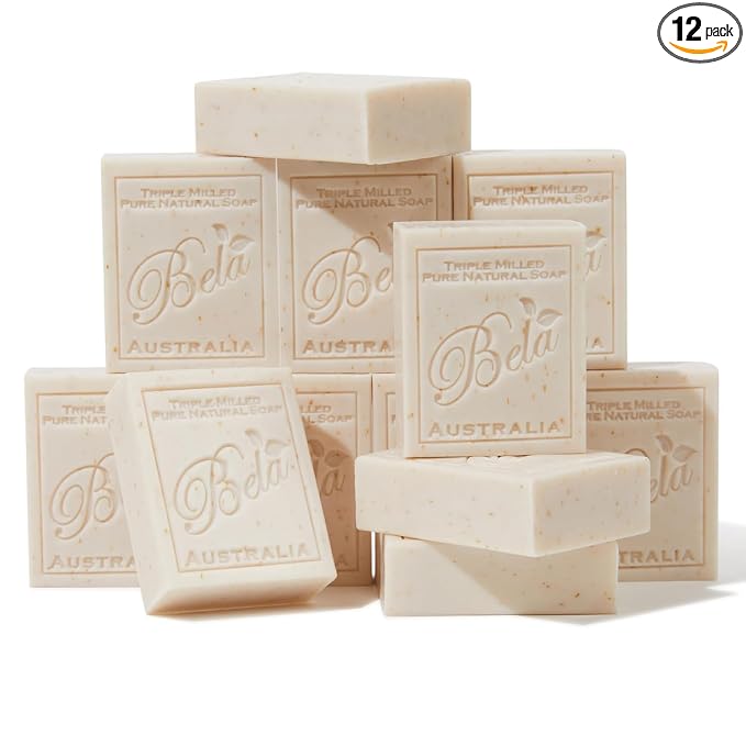 BELA Oatmeal Soap with Milk and Bran 3.3 OZ, Long Lasting French Triple Milled by BELAPURENATURALSOAPSANDODORELIMINATINGHOMEFRAGRANCES