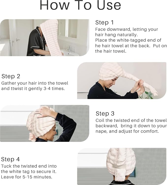 2-Pack Women's Microfiber Hair Towel Wrap: 50% Faster Drying, Ultra - Image 3