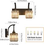 Crystal Vanity Lights 2-Light Black Wall Lamp Modern Crystal Bathroom Light - Image 4