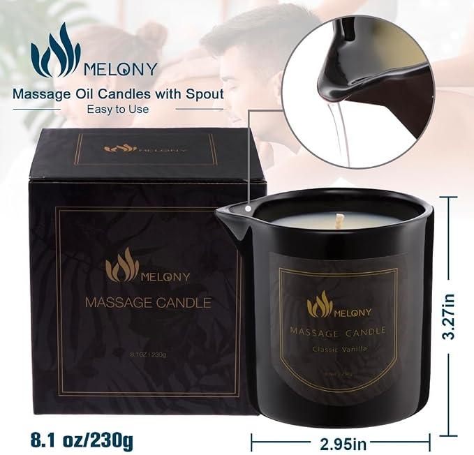 MELONY Massage Oil Candle for Pure Relaxation- 8.1 oz- Moisturizing Essential - Image 5