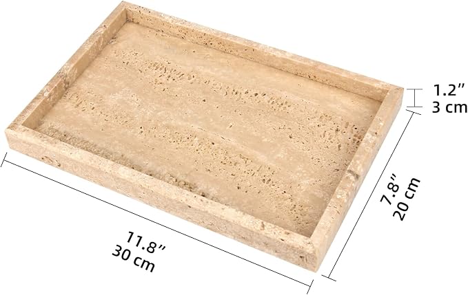 Marble Bathroom Vanity Tray, Natural Luxury Vanity Home Kitchen Bathroom Table - Image 2