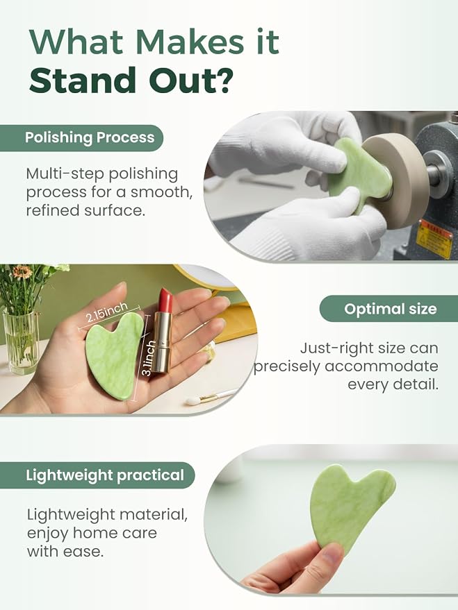 Gua Sha Facial Tools, Natural Jade Stone Guasha Tool - Image 4