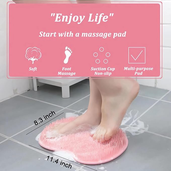 2-Pack Shower Foot Scrubber Mat, Strong Grip Silicone Back and Foot Washer - Image 3