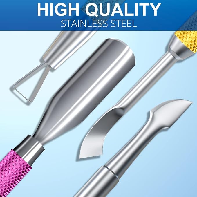 2PCS Metal Pink-Yellow Gradient Cuticle Pusher and Cutter Remover Salon Quality - Image 6