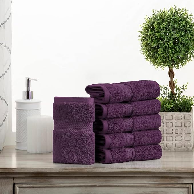 Superior Egyptian Cotton Pile Face Towel/Washcloth Set of 6, Ultra Soft Luxury - Image 2