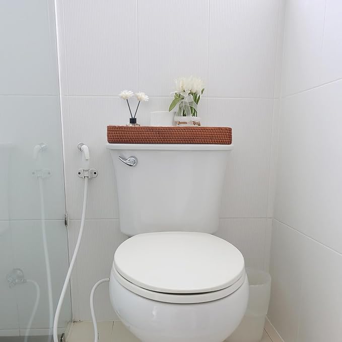 Rattan Bathroom Vanity Trays Toilet Tank Baskets Long Narrow Hand Towel Storage - Image 7