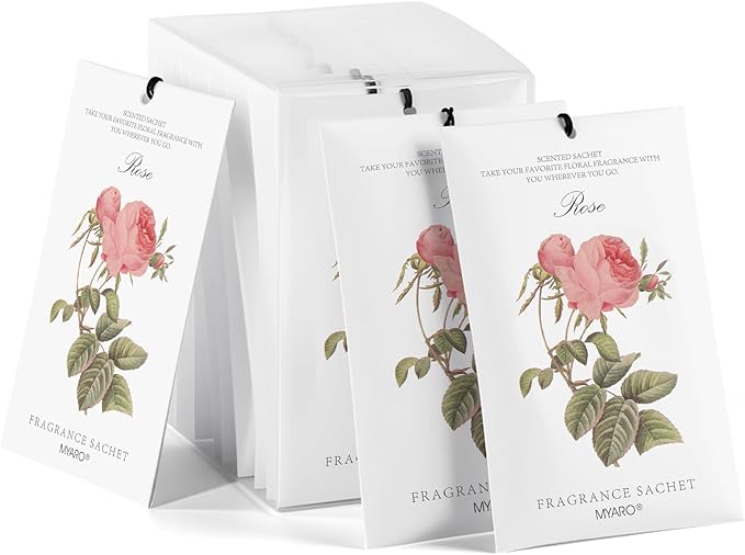 MYARO 12 Pcs Rose Scented Sachets Long Lasting Room Air Freshener Odor by MYARO