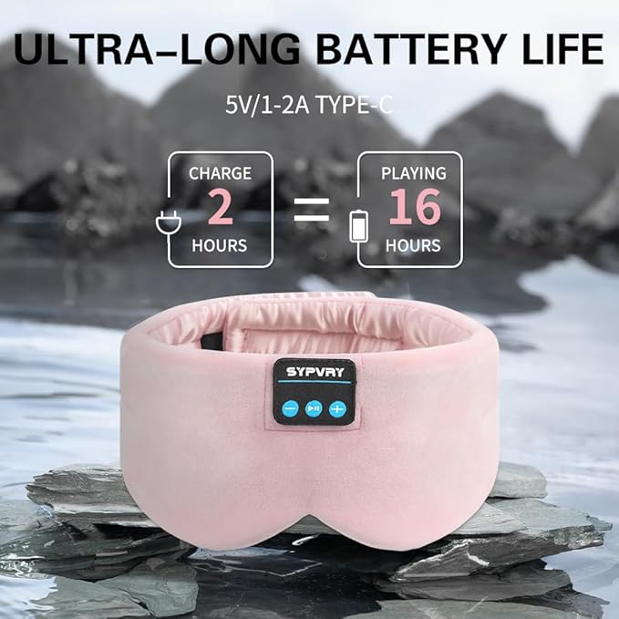 Sleep Mask Bluetooth 5.4 Headphones Soft Wireless Headband Eye Mask Blackout - Image 2