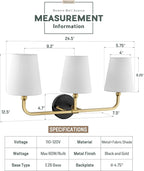 Bathroom Light Fixtures, 3-Light Wall Sconce, Modern Sconces Wall Lighting - Image 2
