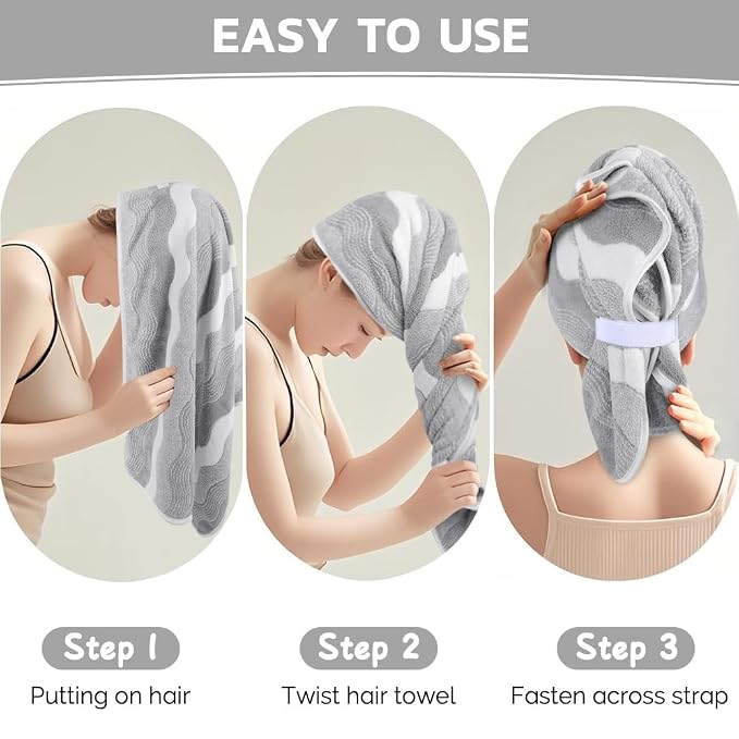 SUNLAND Microfiber Hair Towels Anti Frizz Hair Drying Towel Super Absorbent - Image 5