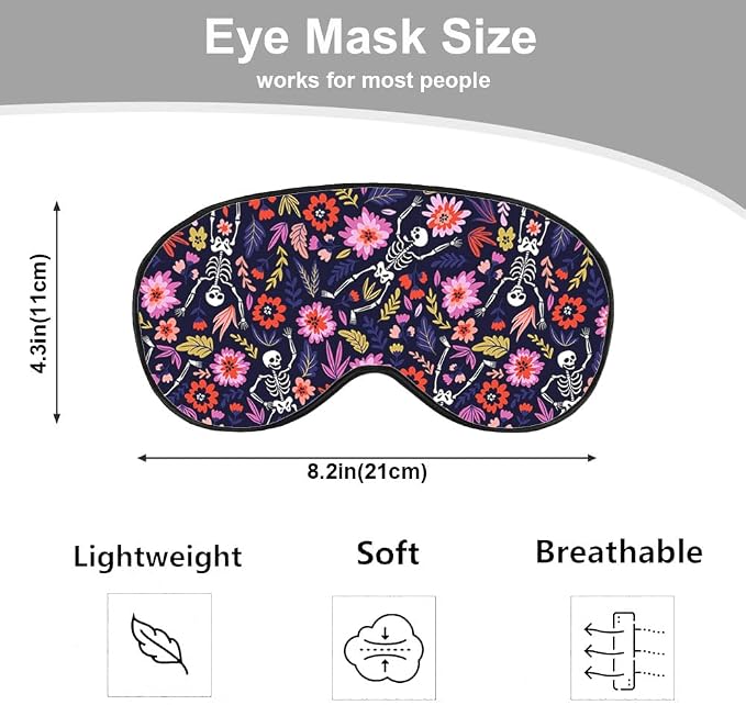 Dancing Skeletons Eye Mask Sleeping Mask Garden Flower Leaves Dead Halloween - Image 2