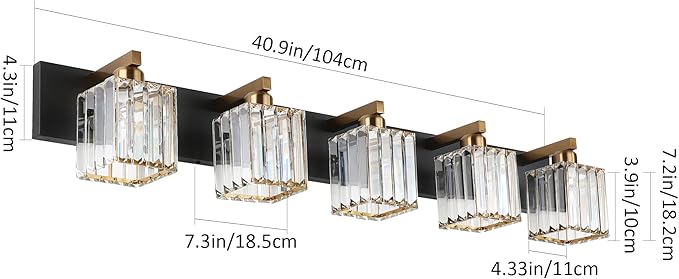 Aipsun Modern Vanity Light Bathroom Lighting Fixtures 5 Light Crystal Bathroom - Image 4