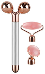 3-IN-1 Electric Jade Roller 3D Roller Facial Roller & Face Massager, Rose Quartz by DANGSHAN