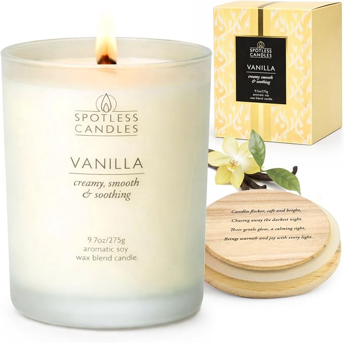 Vanilla Candle 9.7 oz: 55 Hrs Burn Time by SpotlessLeopard