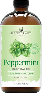 Handcraft Blends Peppermint Essential Oil in Glass Bottle – Huge 16 Fl Oz – by HandcraftBlends
