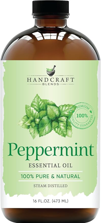 Handcraft Blends Peppermint Essential Oil in Glass Bottle – Huge 16 Fl Oz – by HandcraftBlends