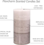 Set of 3 Scented Candles 3" x 6" Creamy Coconut Scented Hand Poured Grey White - Image 3