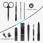 HANTEKAS Manicure Set 9 in 1 Stainless Steel, Nail Clippers Scissors Pedicure - Image 4