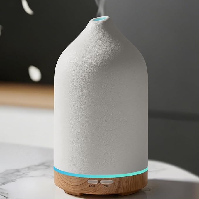 URPOWER 120ML Ceramic Essential Oil Diffuser, Ultrasonic Aromatherapy Diffuser by URPOWER
