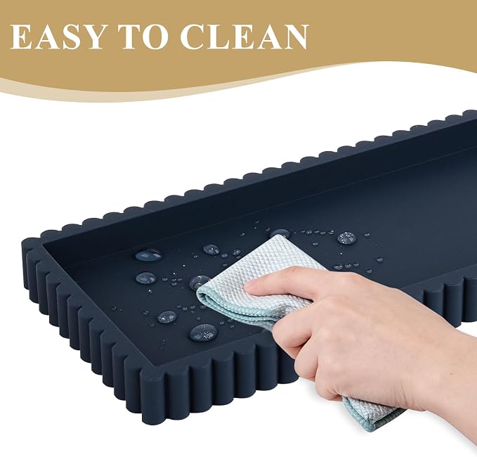 Silicone Bathroom Tray Small Vanity Organizer Rectangle Sink Caddy Sponge - Image 4