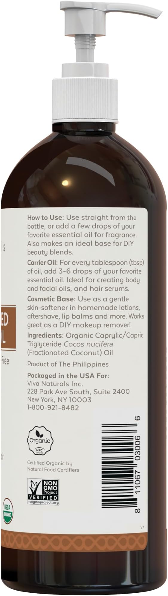 Viva Naturals Organic Fractionated Coconut Oil, 16 fl oz – Skin & Hair - Image 9