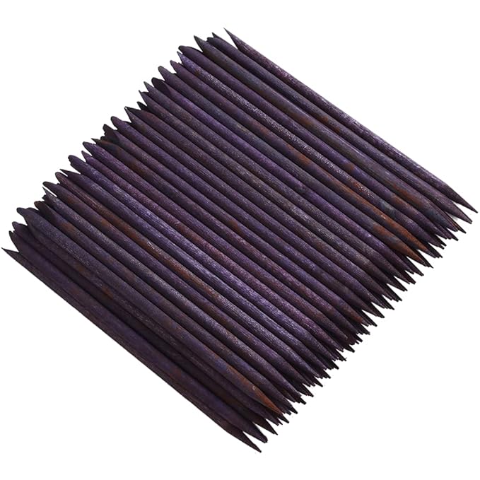 100 Pcs Orange Wood Nail Sticks Double Sided Multi Functional Cuticle Pusher by Borogo