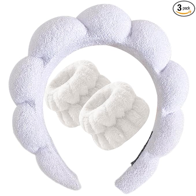 Beleki Spa Headband for Washing Face Wristband Set Sponge Headband Makeup by Beleki