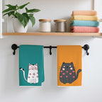 2PCS Cute Cat Kitchen Towels, Cat Themed Gifts Reusable Absorbent Waffle Weave - Image 4