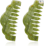 Geiserailie 2 Pcs Jade Combs Esthetician Supplies Massage Stone Hair Gua Sha by Geiserailie
